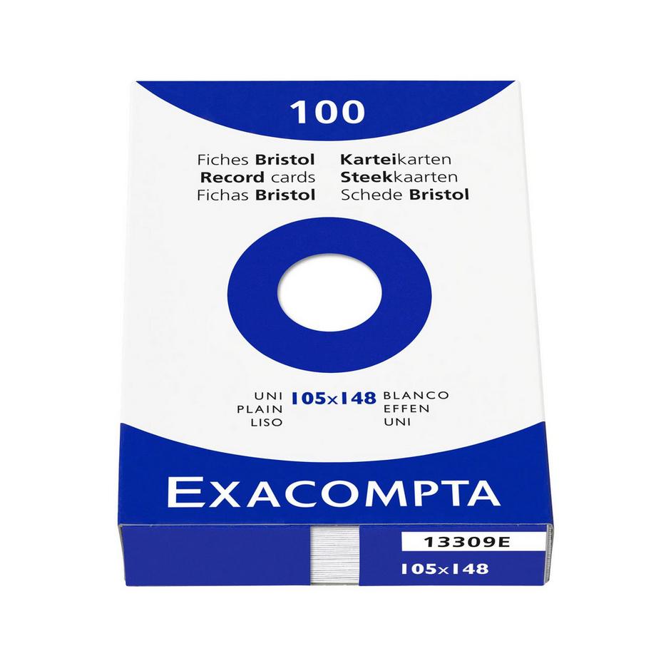 Exacompta Confezione 100 cartoncini bristol bianco senza righe non perforati 105x148mm - x 10  