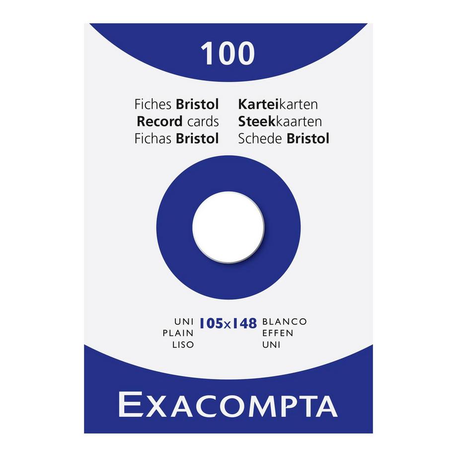Exacompta Confezione 100 cartoncini bristol bianco senza righe non perforati 105x148mm - x 10  