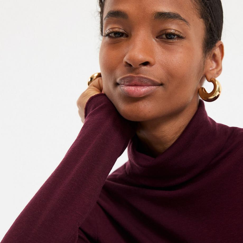 La Redoute Collections Rollkragen T-Shirt Lyocell Mischung  