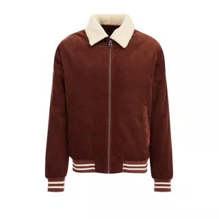 WE Fashion  Blouson D’aviateur En Velours Côtelé À Col Sherpa Homme 
