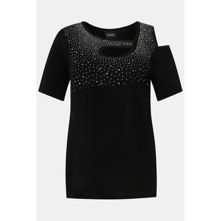 Ulla Popken  T-Shirt, Ziersteine, A-Linie, Cut-Outs, Halbarm 