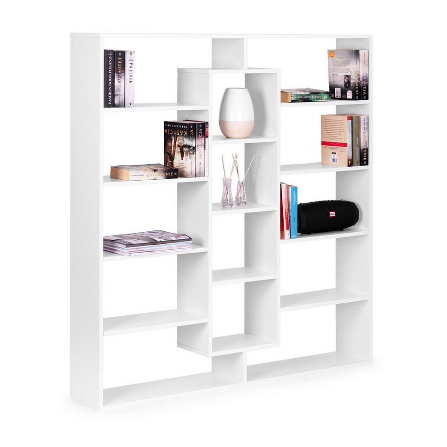 Bibliothèque sur pied moderne 14 étagères blanc ModernHome