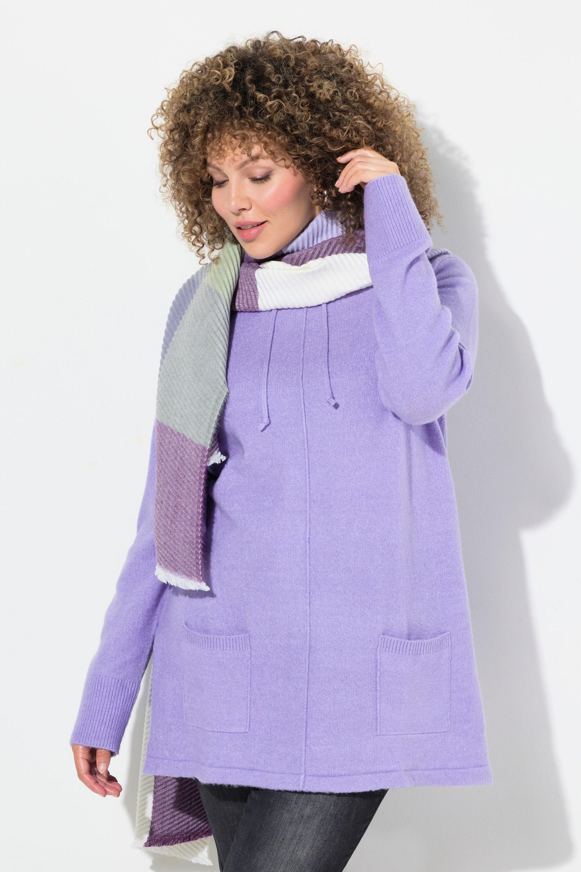 Ulla Popken Pull Col Montant Cordon Poches Manches Longues  