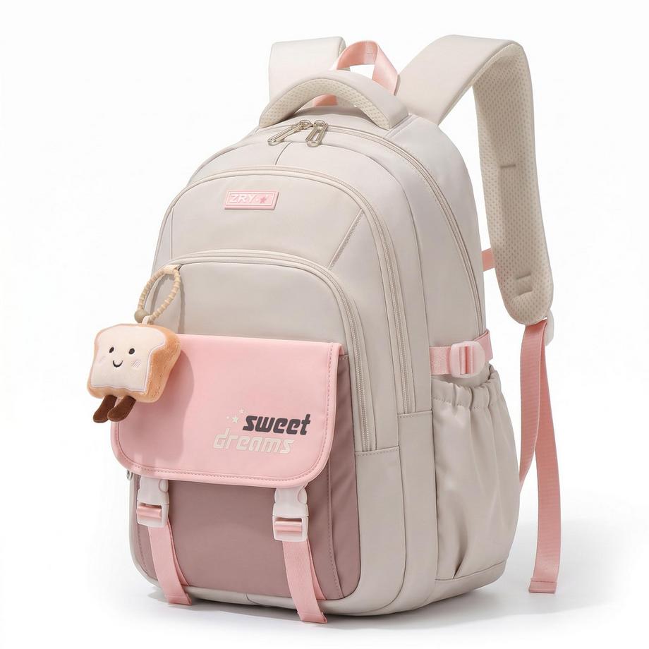 Only-bags.store Zaino scolastico con scomparto per laptop e ciondolo  
