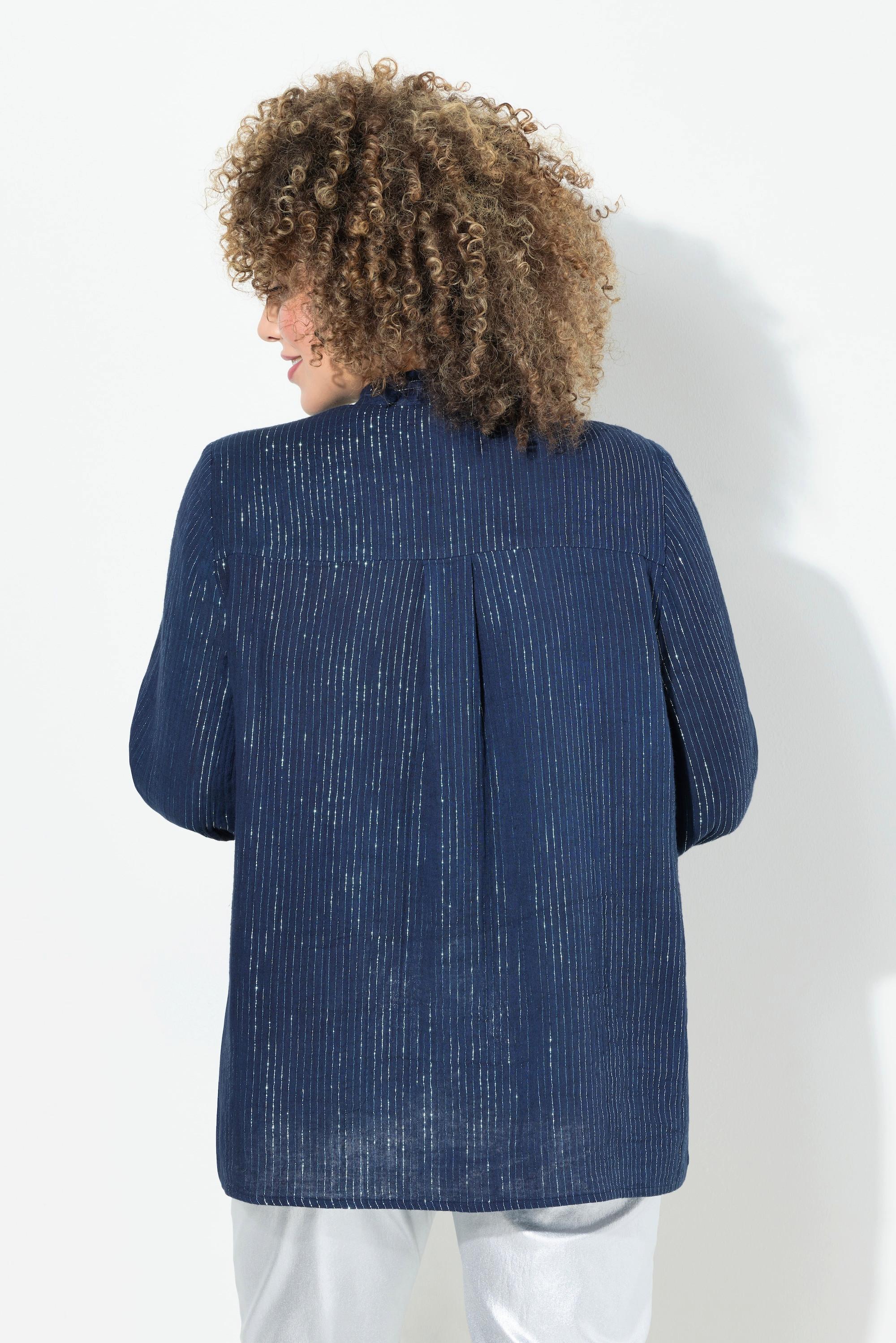 Ulla Popken Blusa Righe Metallizzate Linea A Scollo V Maniche Lunghe  