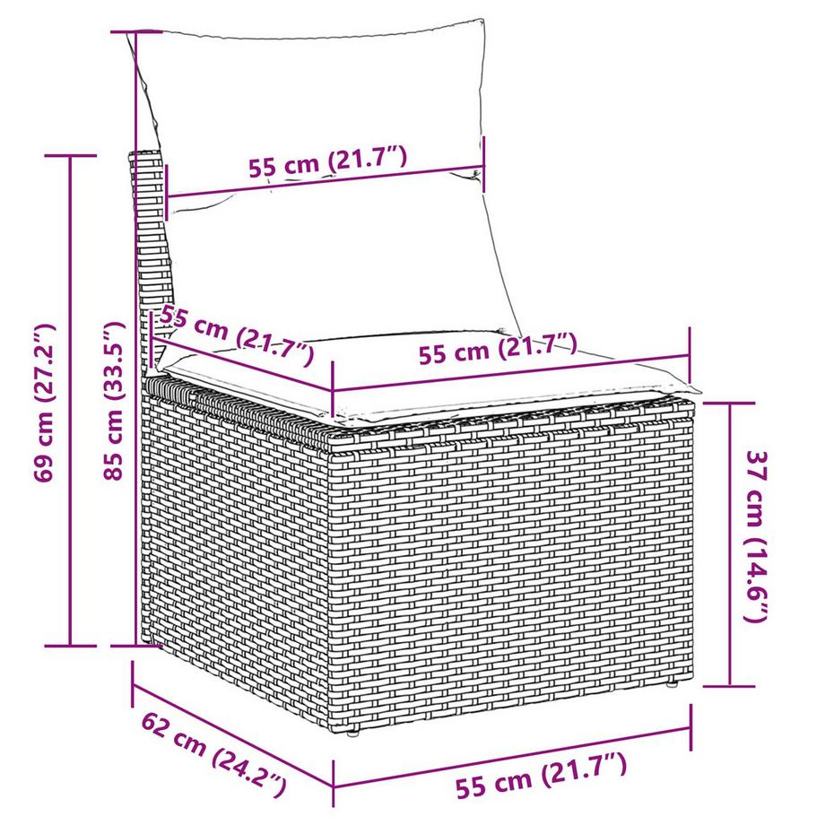 VidaXL Mobilier de jardin poly rattan  