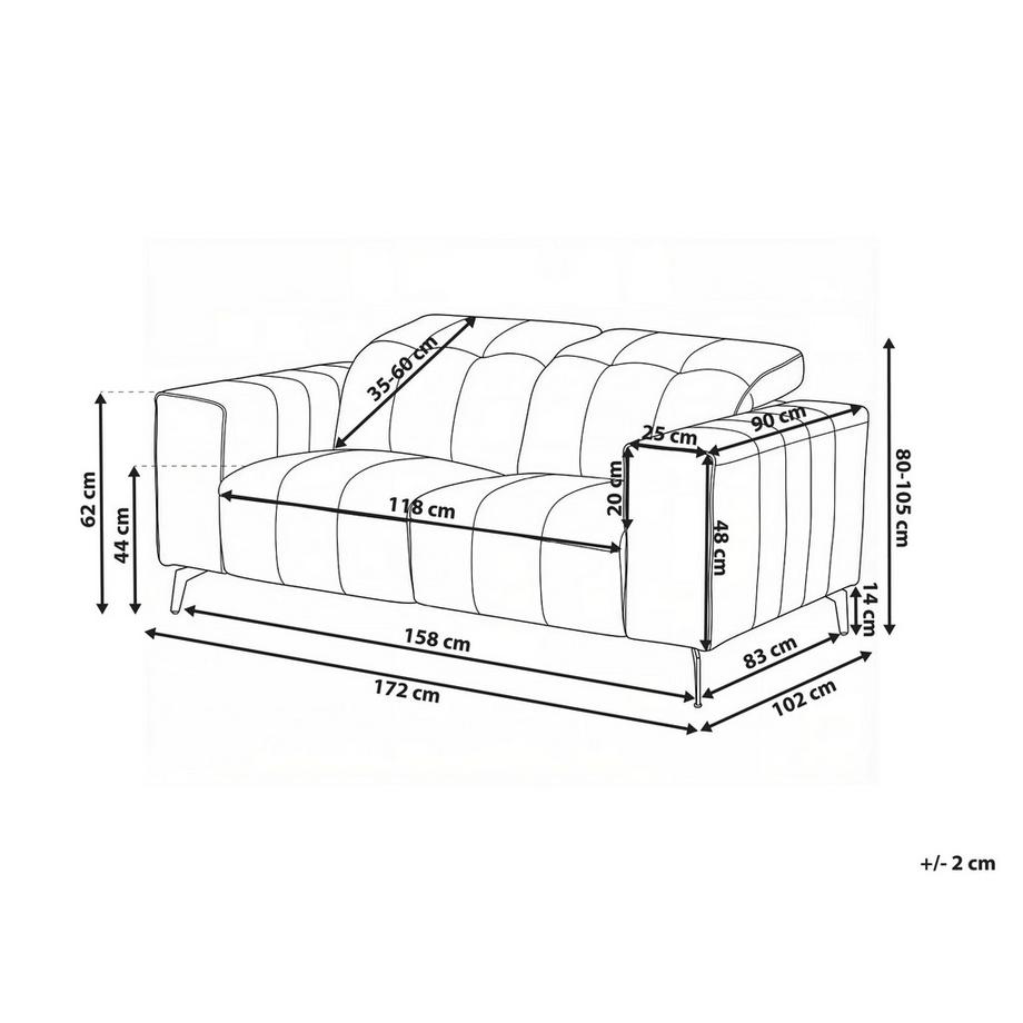 Beliani Canapé 2 places en Cuir écologique vegan  OMMEL  