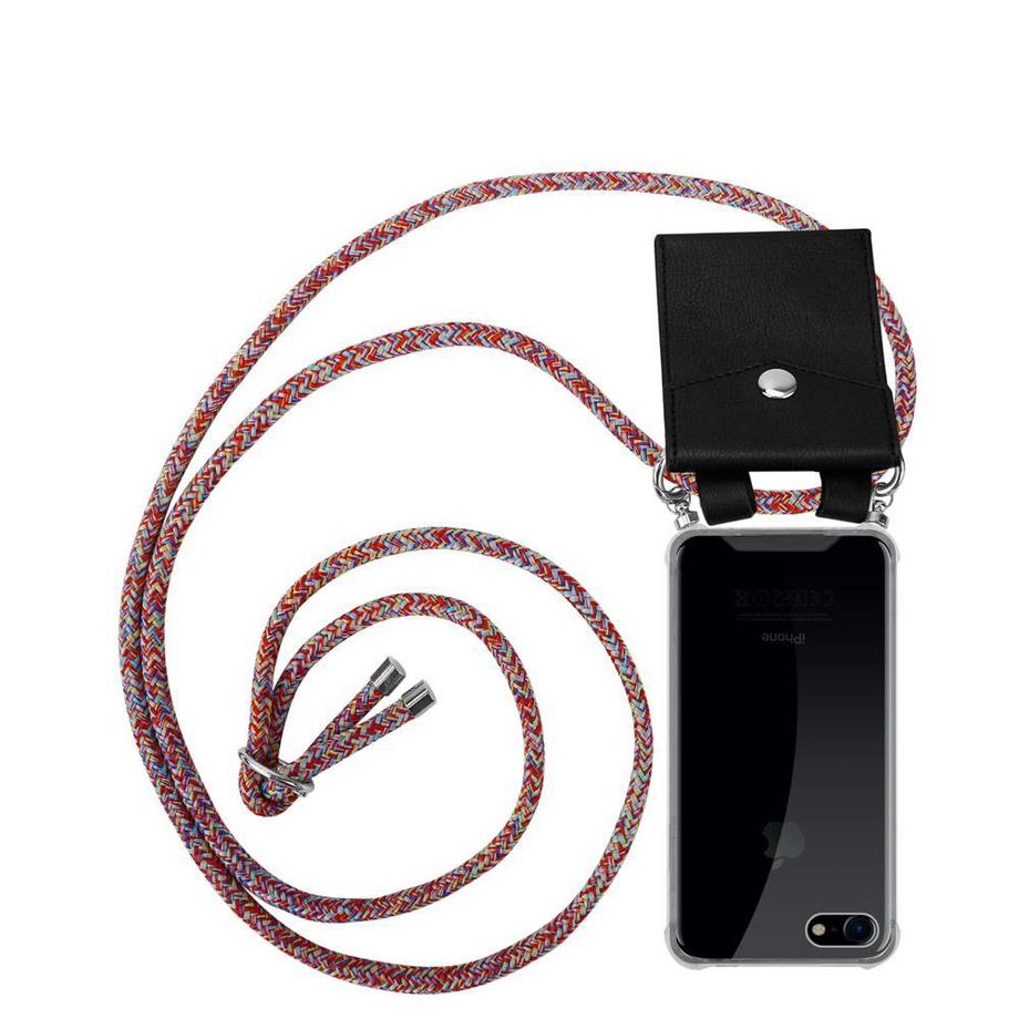 Handy Kette für Apple iPhone 7  7S  8  SE 2020 Silikon mit Silbernen Ringen