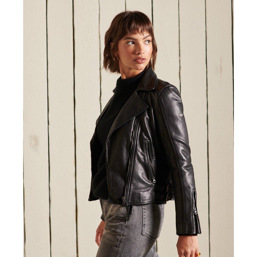 Superdry  Blouson de motard en cuir classique femme 