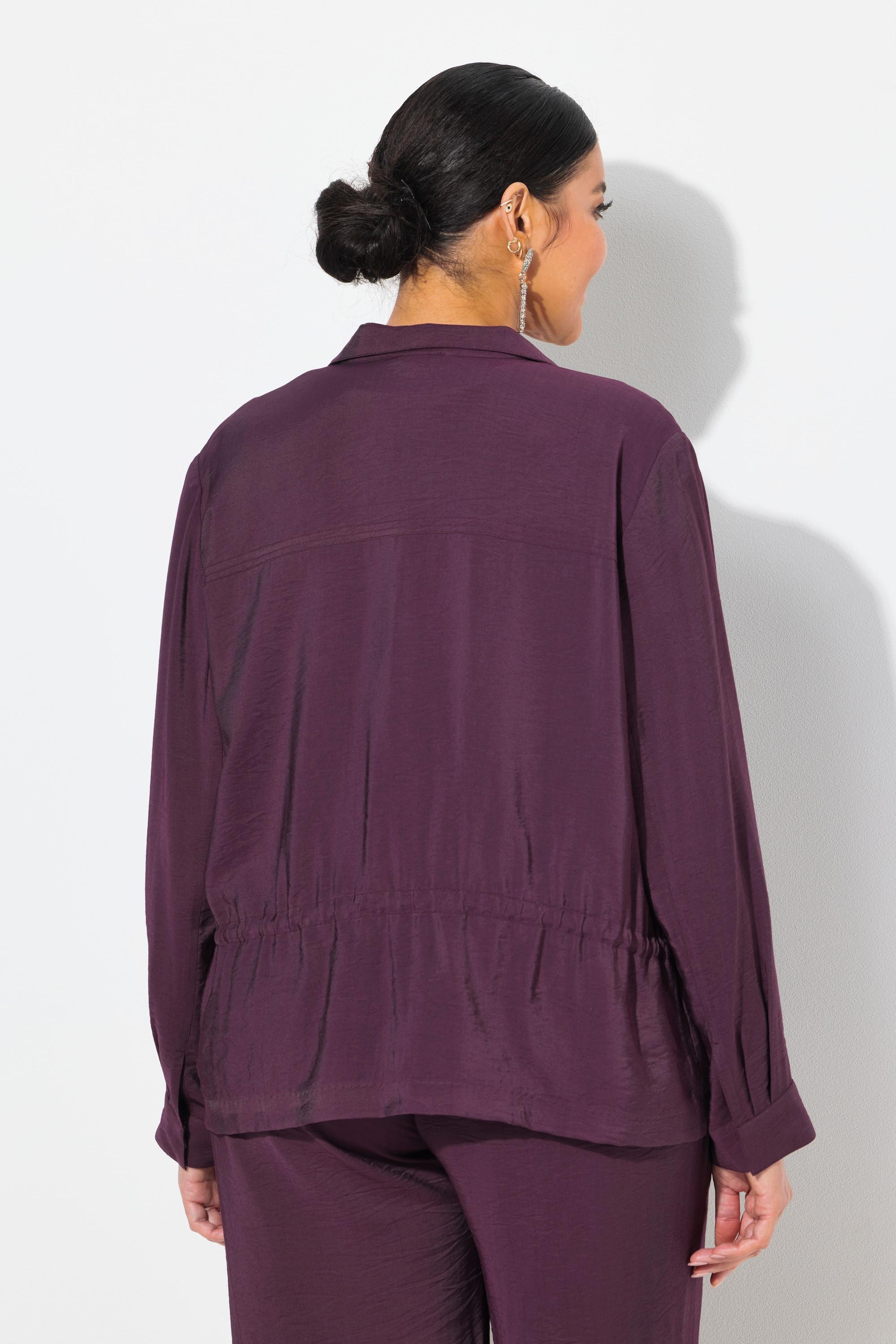 Ulla Popken Gehämmerte Tunnelzug Stehkragen Langarm Jacke  