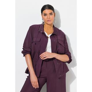 Ulla Popken Gehämmerte Tunnelzug Stehkragen Langarm Jacke  