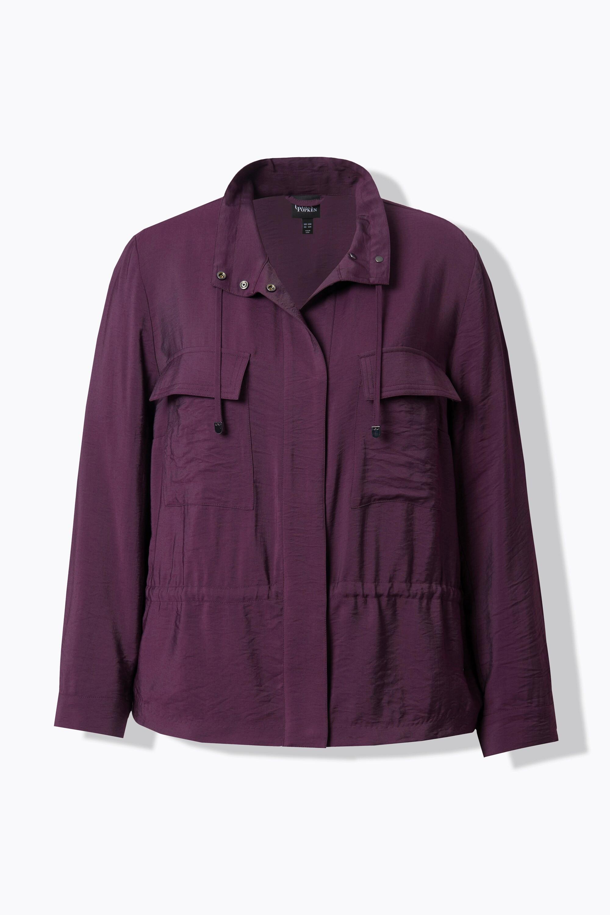 Ulla Popken Gehämmerte Tunnelzug Stehkragen Langarm Jacke  