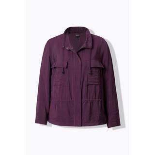 Ulla Popken Gehämmerte Tunnelzug Stehkragen Langarm Jacke  