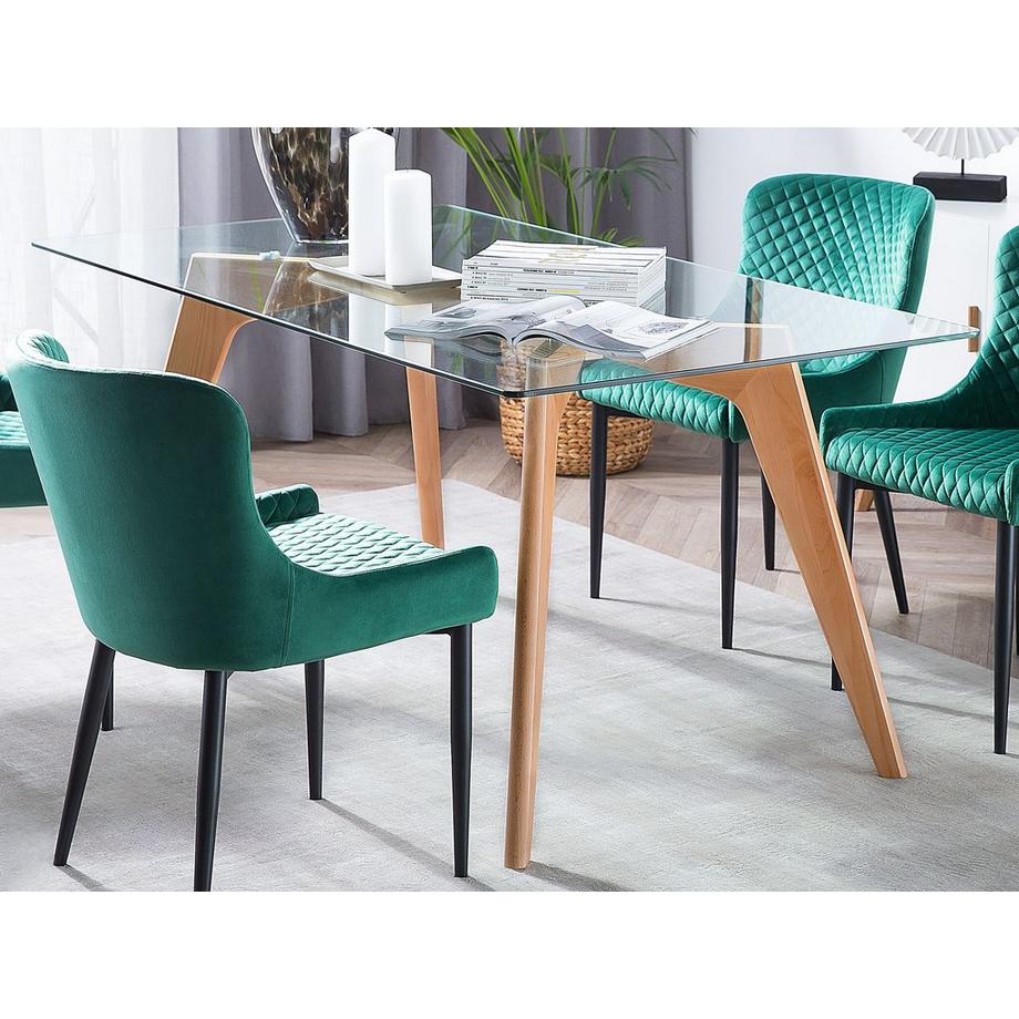 Beliani Tavolo da pranzo en Vetro temperato Moderno HUDSON  