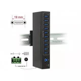 DeLock  63919 Schnittstellen-Hub USB 3.2 Gen 1 (3.1 Gen 1) Micro-B 5000 Mbits Schwarz 