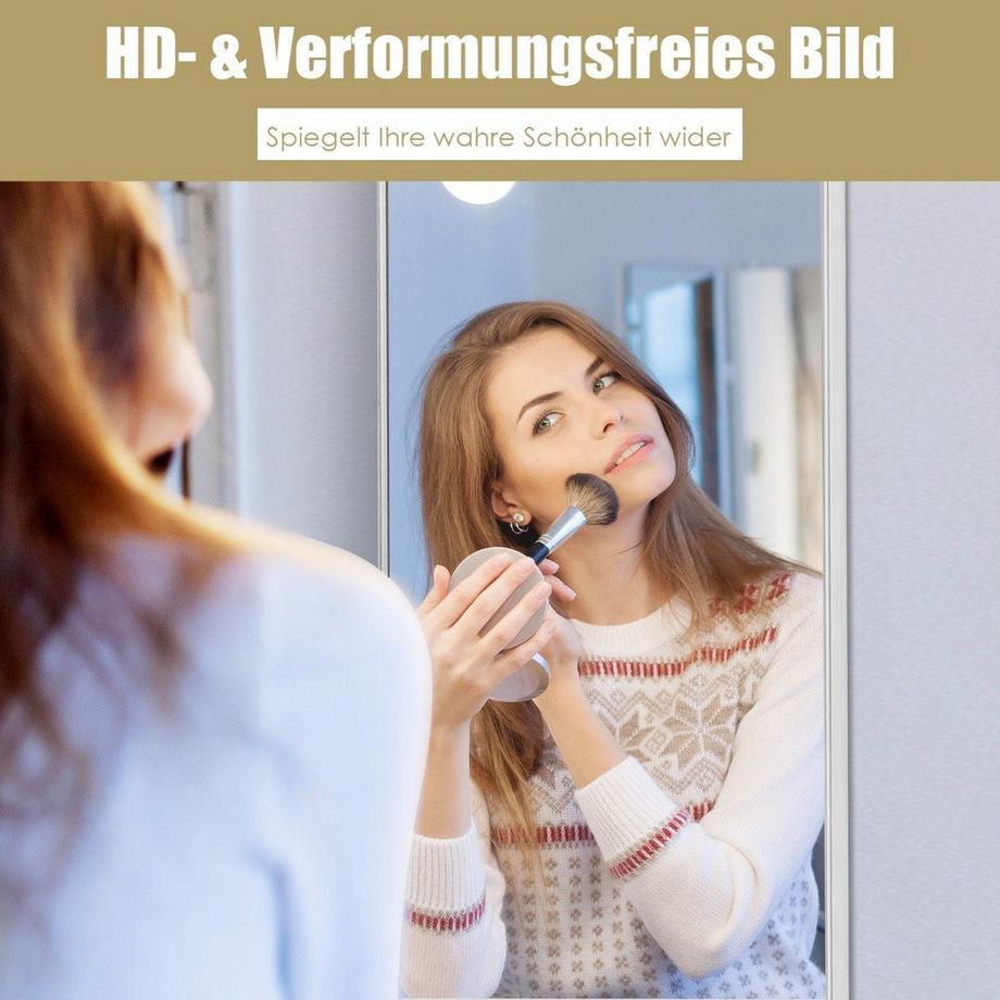 Northix Specchio a figura intera 37 x 120 cm con ganci per appendere regolabili in altezza, specchio da parete argento  