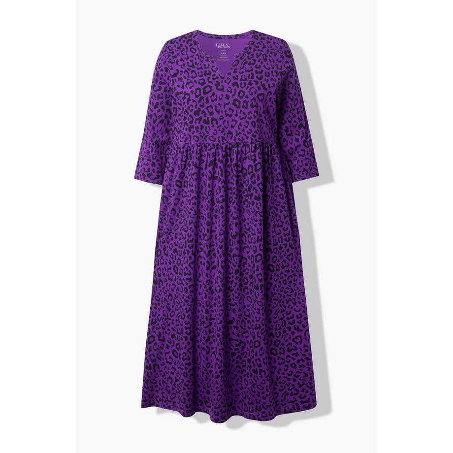 Ulla Popken Jerseykleid A-Linie Tunika Ausschnitt 3/4 Arm mit Taschen  