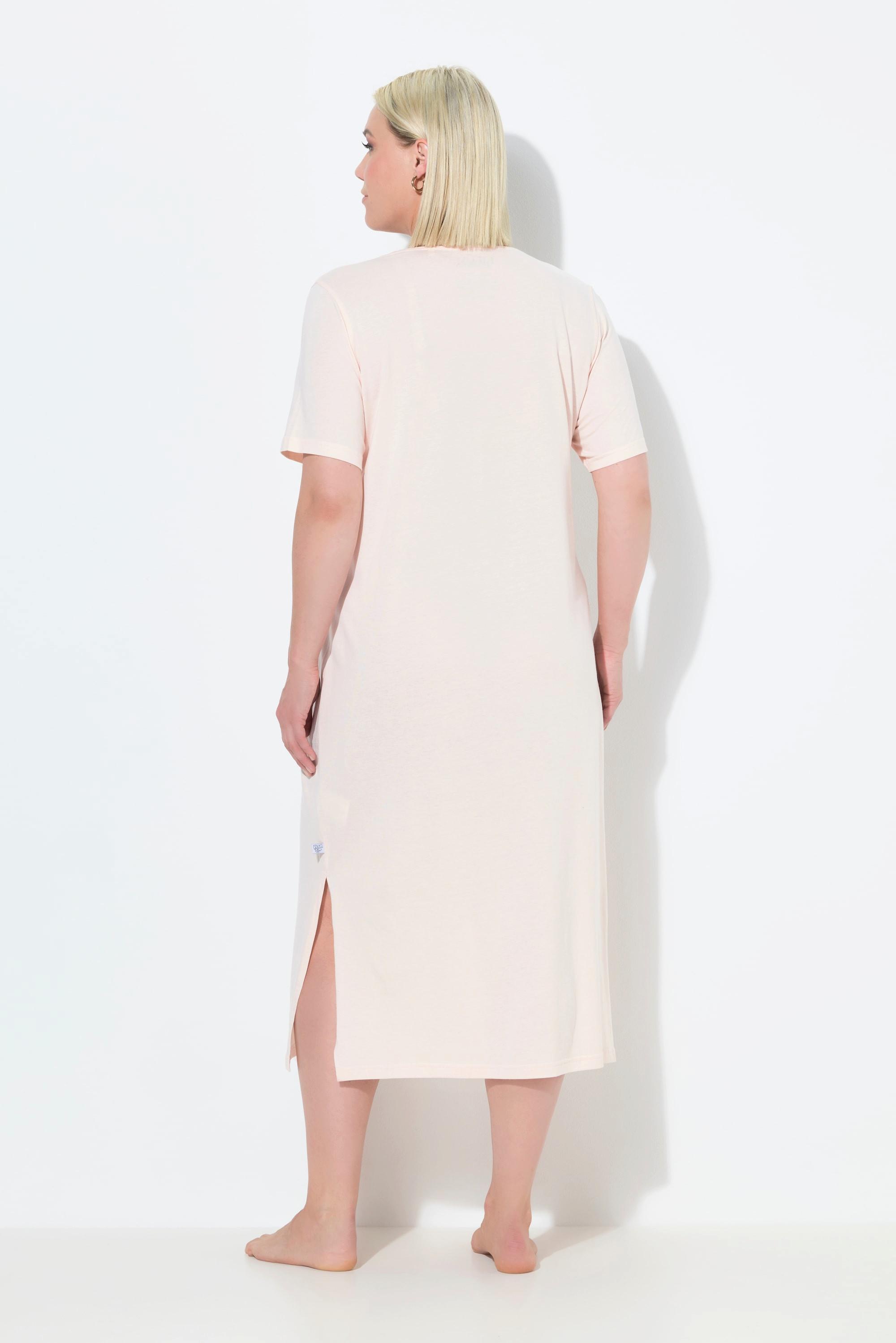 Ulla Popken Camicia da notte Ricami Traforati Scollo a V Mezza Manica  