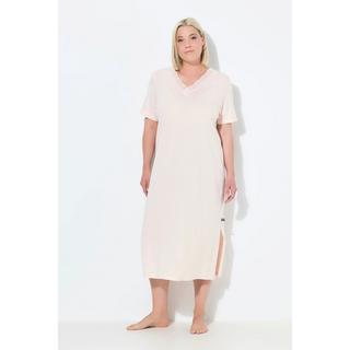 Ulla Popken Camicia da notte Ricami Traforati Scollo a V Mezza Manica  