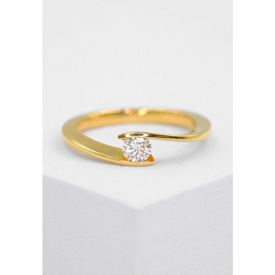 MUAU Schmuck  Bague Solitaire Diamant 0.25ct. or jaune 750 