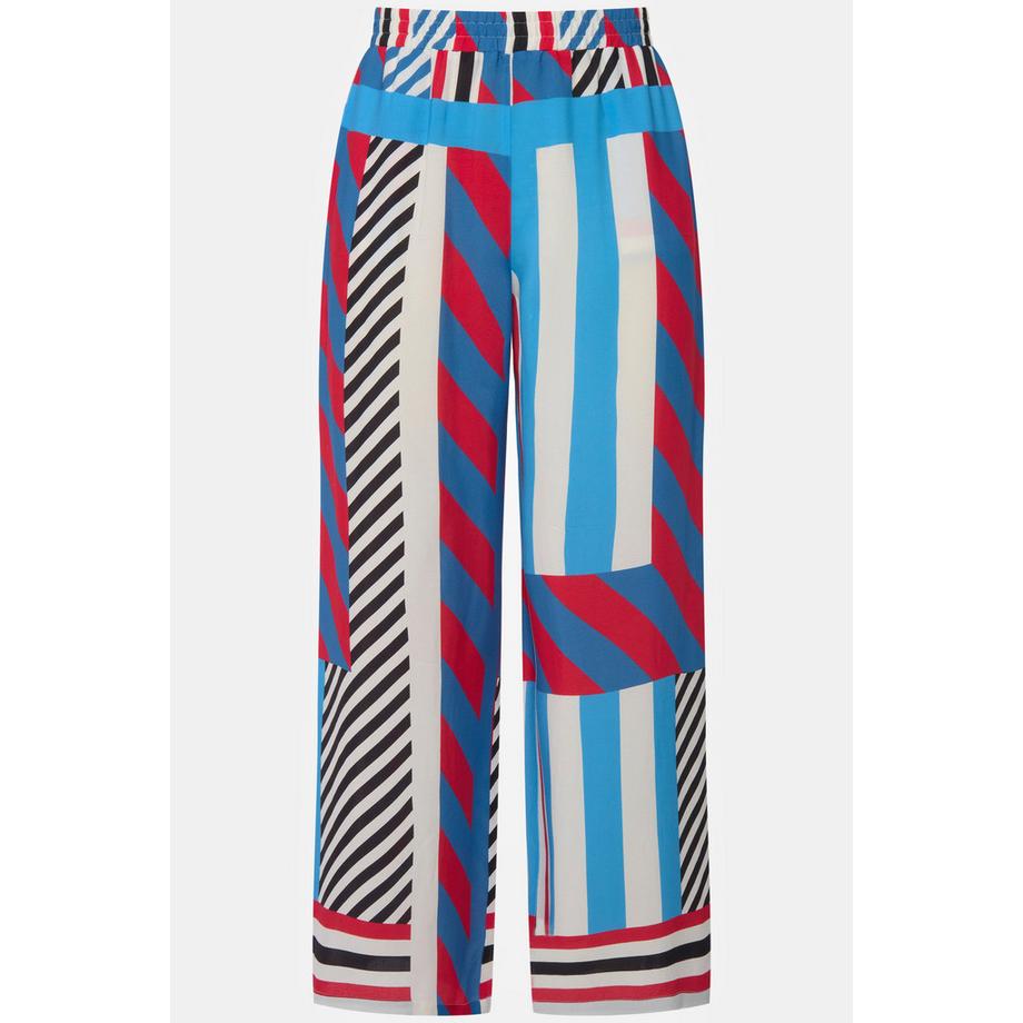 Ulla Popken Pantalon Marlene graphique jambe large taille élastique  