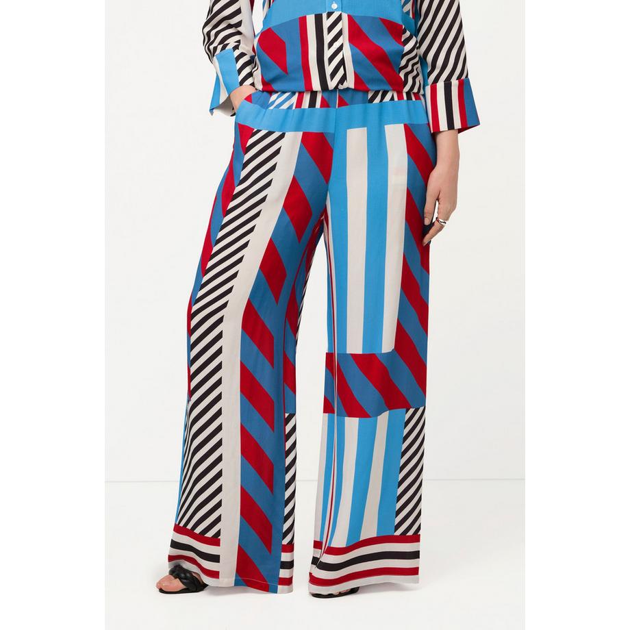 Ulla Popken Pantalon Marlene graphique jambe large taille élastique  