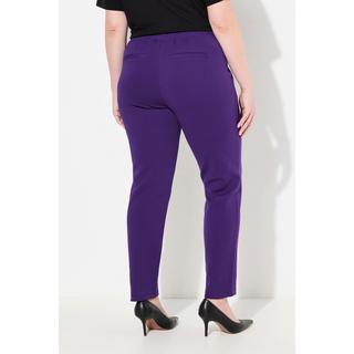 Ulla Popken  Pantalon carotte en jersey point de Rome, passepoil et taille élastique 