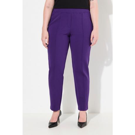 Ulla Popken  Pantalon carotte en jersey point de Rome, passepoil et taille élastique 