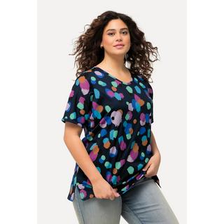 Ulla Popken  T-shirt dal taglio oversize con pallini, scollo a girocollo e mezze maniche 