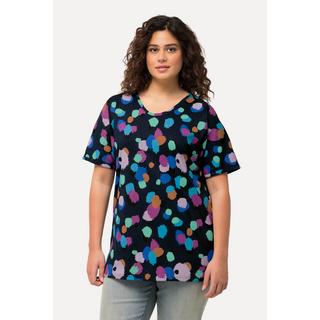 Ulla Popken  T-shirt dal taglio oversize con pallini, scollo a girocollo e mezze maniche 