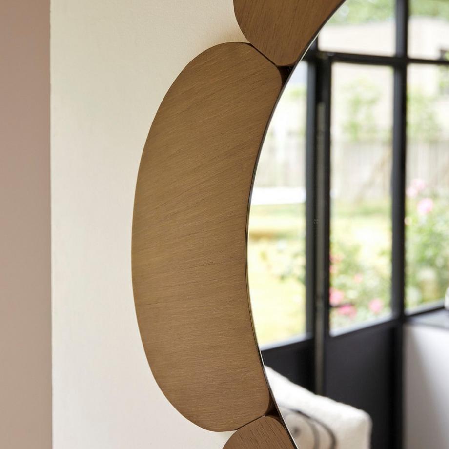 Tikamoon Spiegel mit hellem Mindiholz-Rahmen 110 x 110 cm Sara  