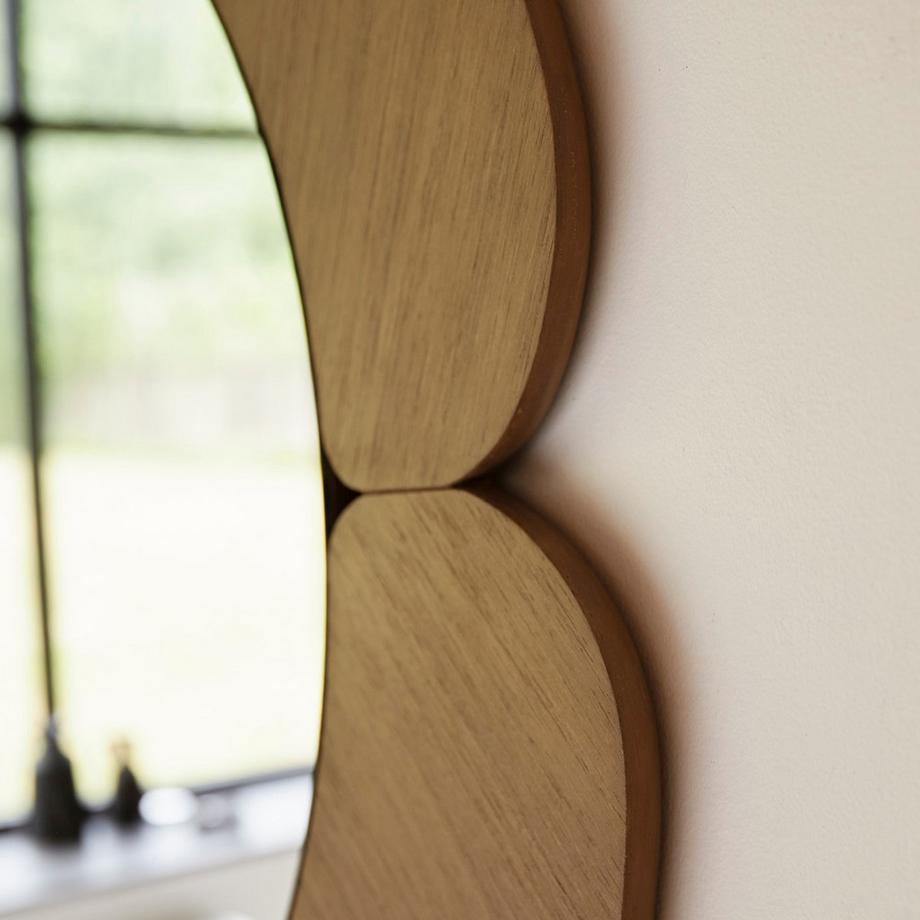 Tikamoon Spiegel mit hellem Mindiholz-Rahmen 110 x 110 cm Sara  