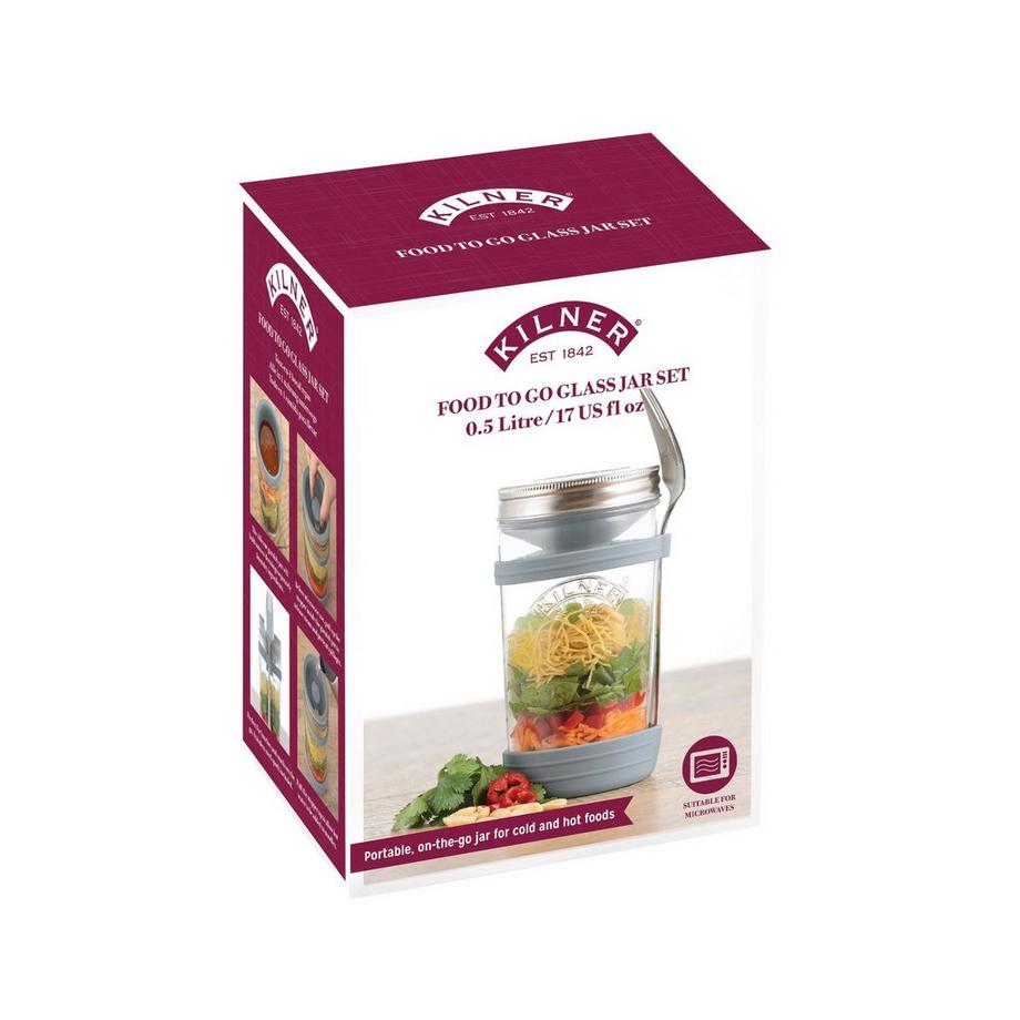 KILNER  Kilner All In 1 Food To Go Jar Set Rund Behälter 0,5 l Grau, Silber, Transparent 1 Stück(e) 
