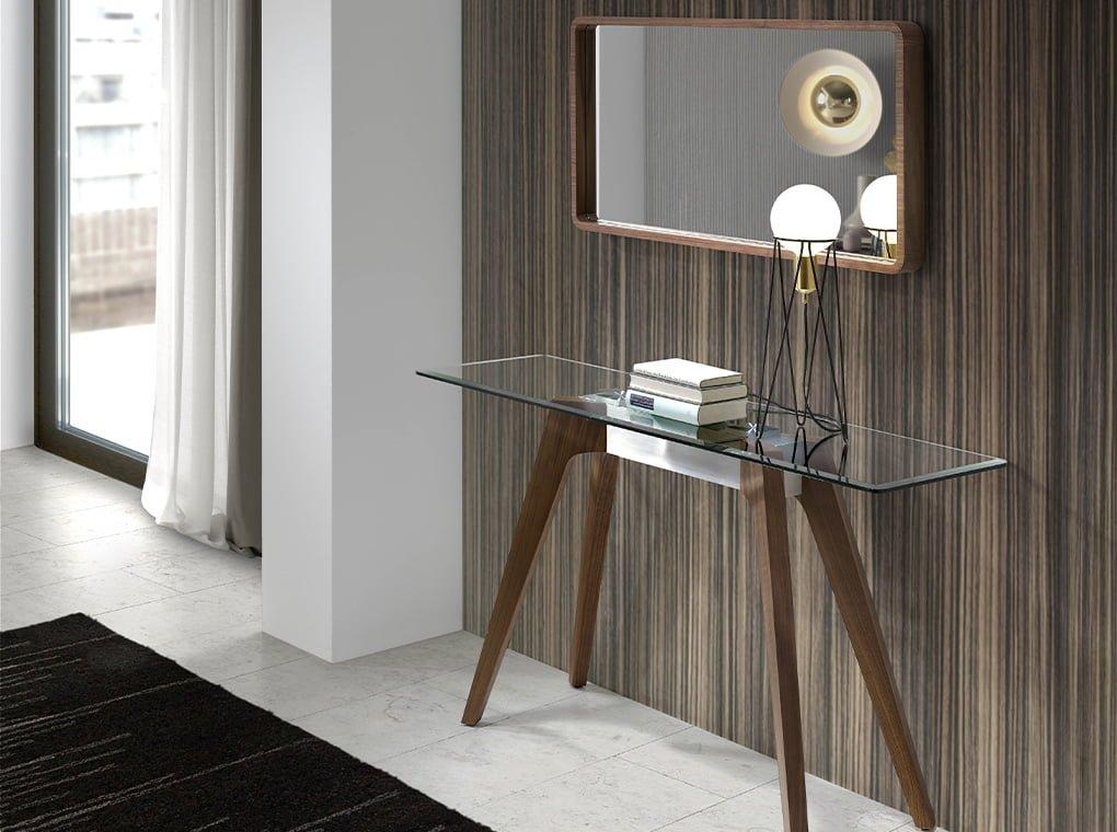 ANGEL CERDA Miroir mural rectangulaire noyer  