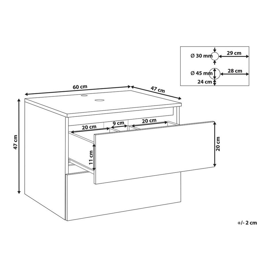 Beliani Wandmontierter Waschbeckenunterschrank aus Mitteldichte Spanplatte (MDP) Modern SERRA  