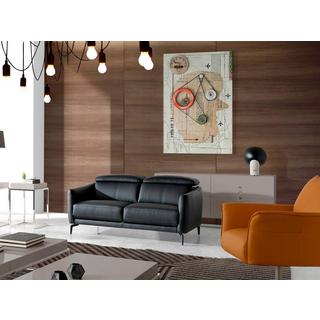ANGEL CERDA Schwarzes Ledersofa 2-sitzig  