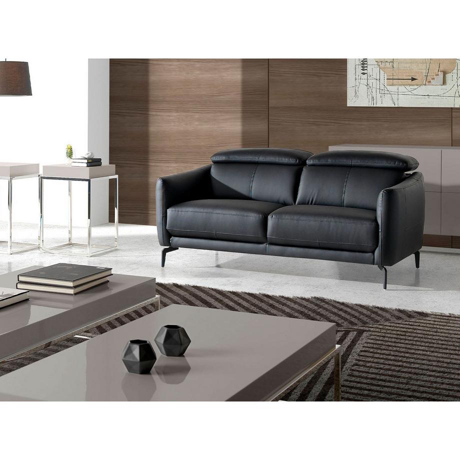 ANGEL CERDA Schwarzes Ledersofa 2-sitzig  