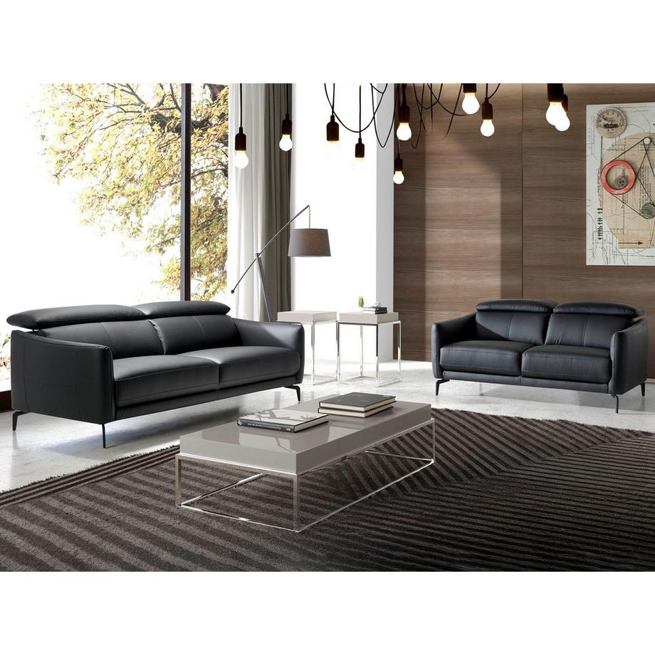 ANGEL CERDA Schwarzes Ledersofa 2-sitzig  