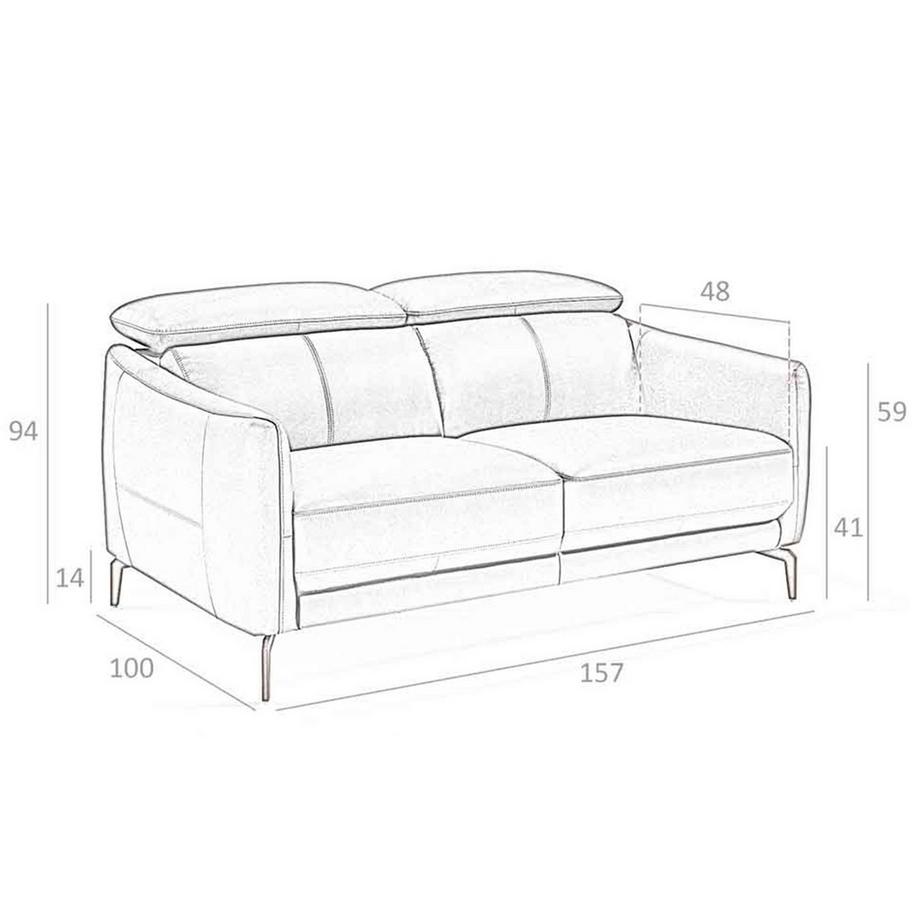 ANGEL CERDA Schwarzes Ledersofa 2-sitzig  