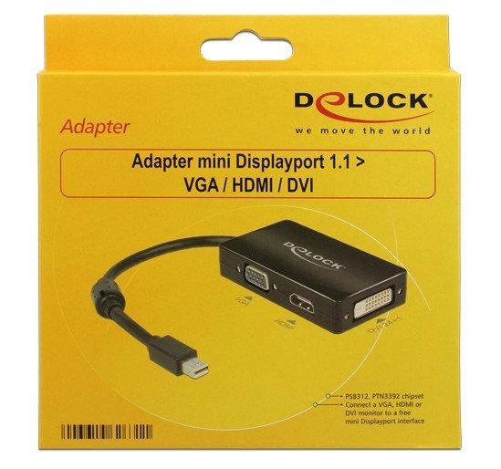 DeLock  DisplayPort / VGA / HDMI / DVI Adapter [1x Mini-DisplayPort Stecker - 1x VGA-Buchse, HDMI-Buchse 