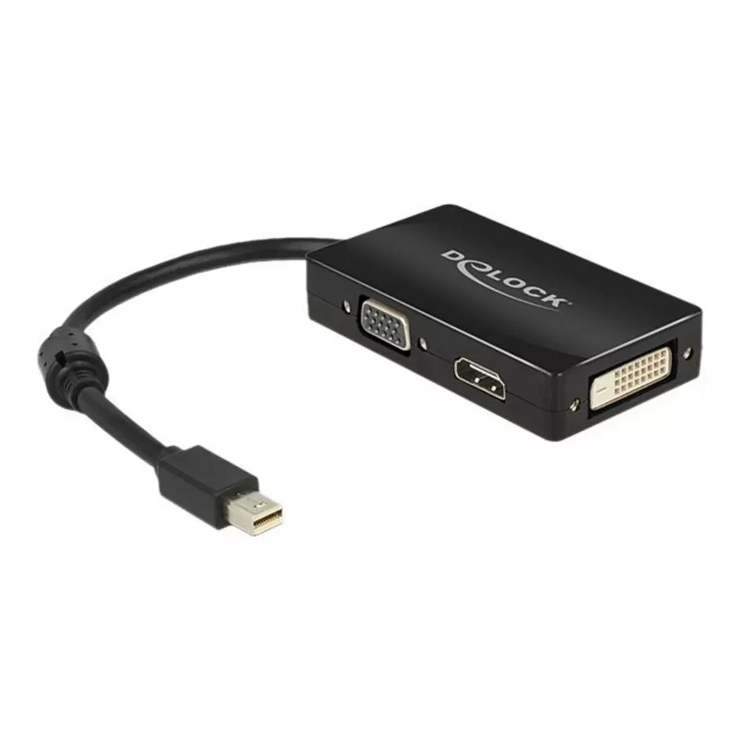 DeLock - Adapter mini Displayport zu VGA HDMI DVI Passiv, Schwarz, One Size