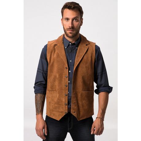 JP1880  Gilet di morbida pelle scamosciata con revers 