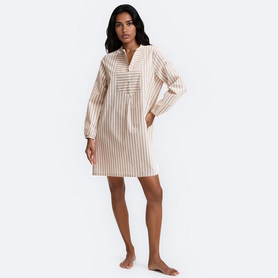 Chemise de nuit rayée en popeline de coton