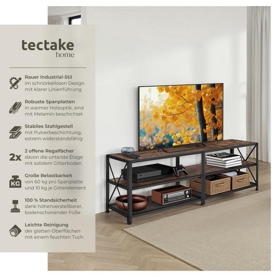 Tectake TV-Regal Indianapolis Industrial Style Holz und Stahl  