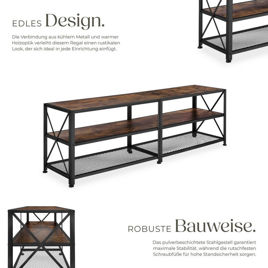 Tectake TV-Regal Indianapolis Industrial Style Holz und Stahl  