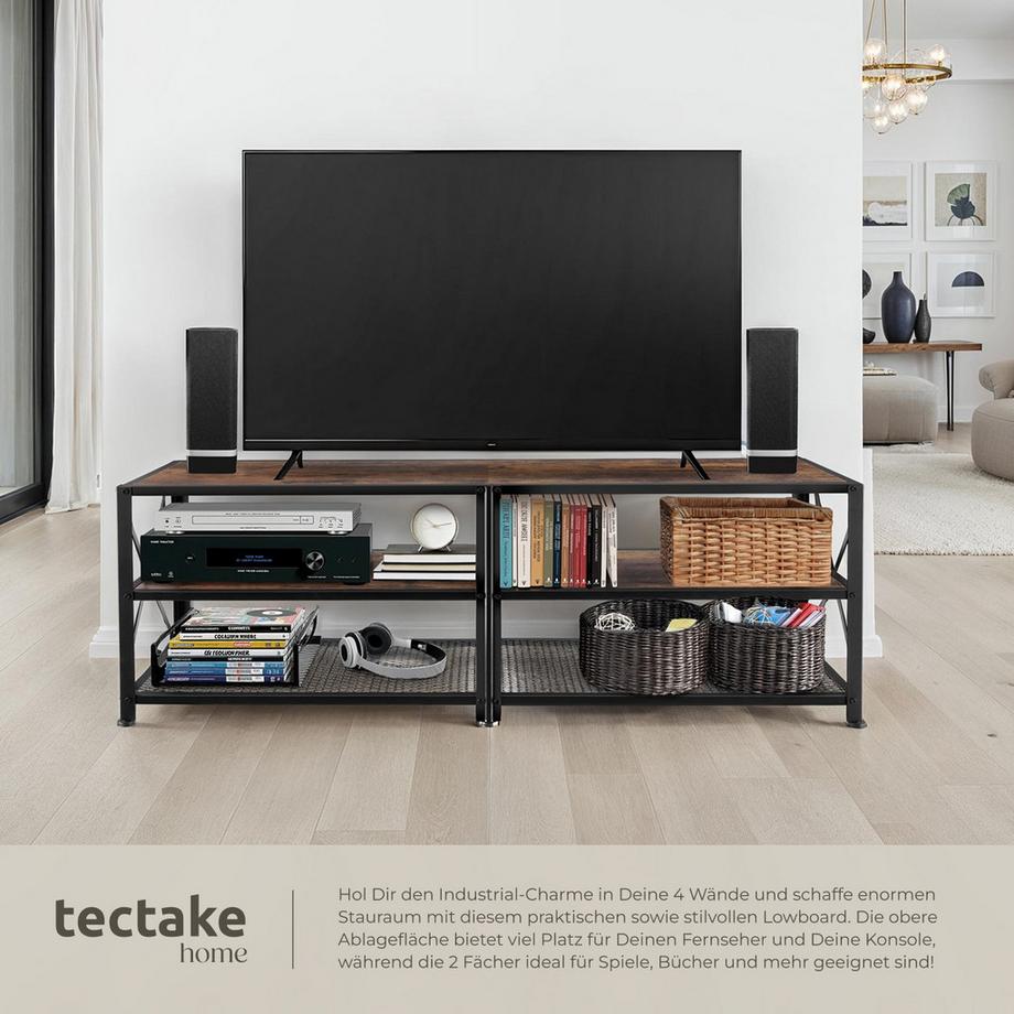 Tectake TV-Regal Indianapolis Industrial Style Holz und Stahl  