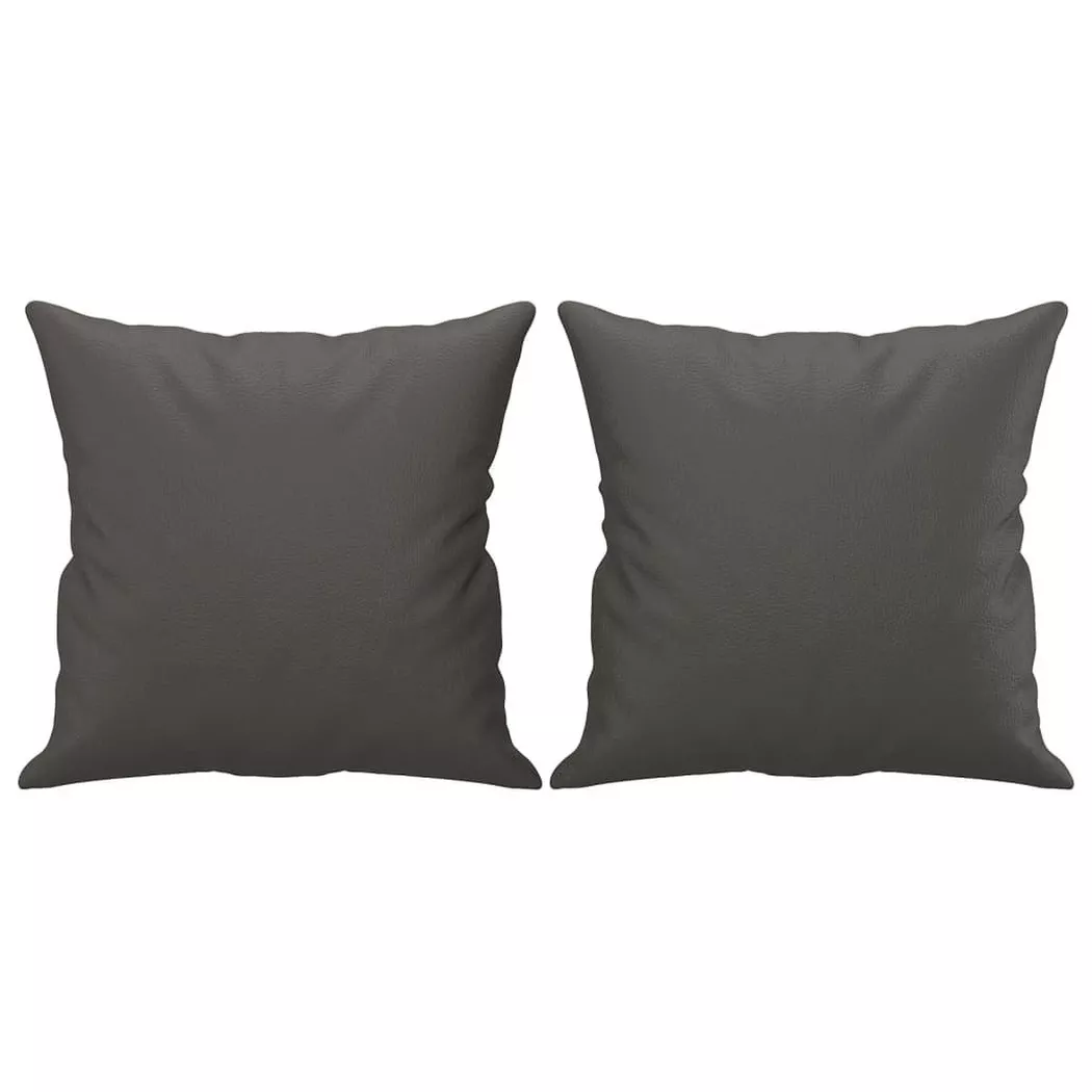 vidaXL Coussins décoratifs lot de 2 Gris 40x40 cm Similicuir