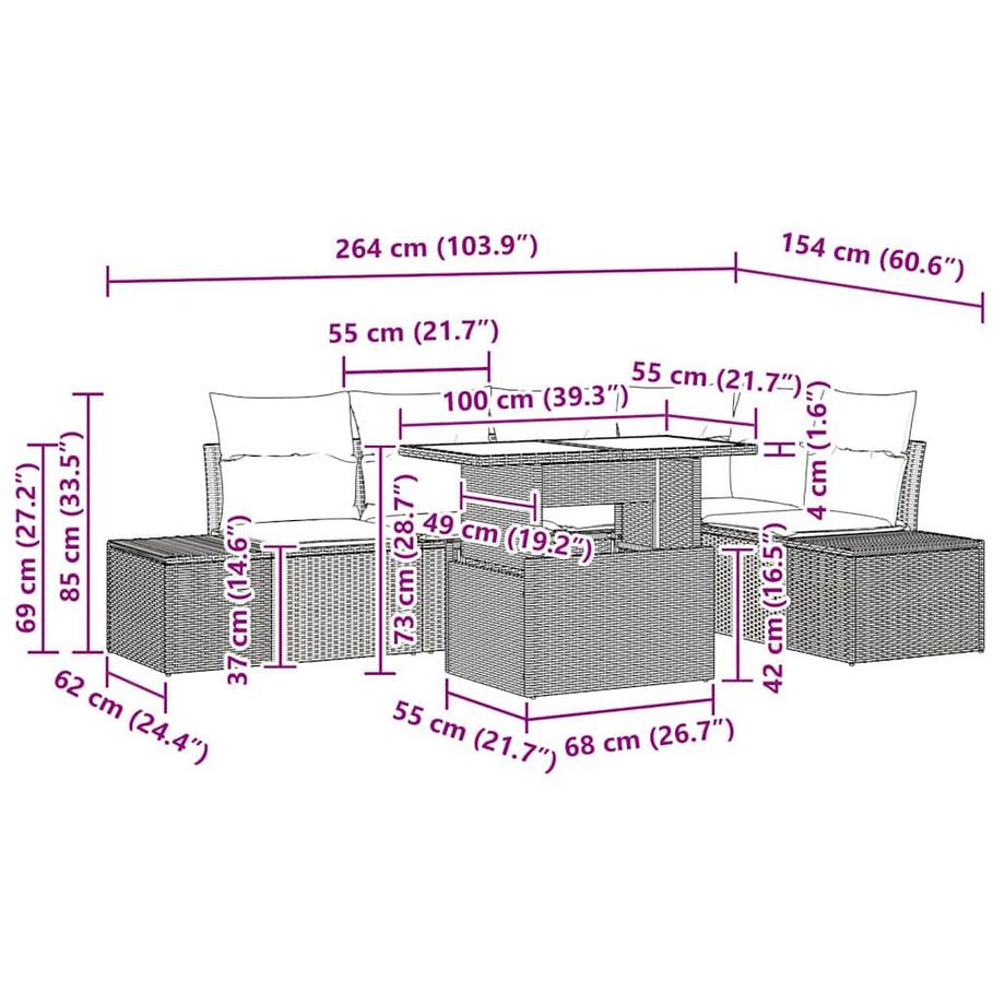 VidaXL Ensemble de canapé de jardin poly rattan  