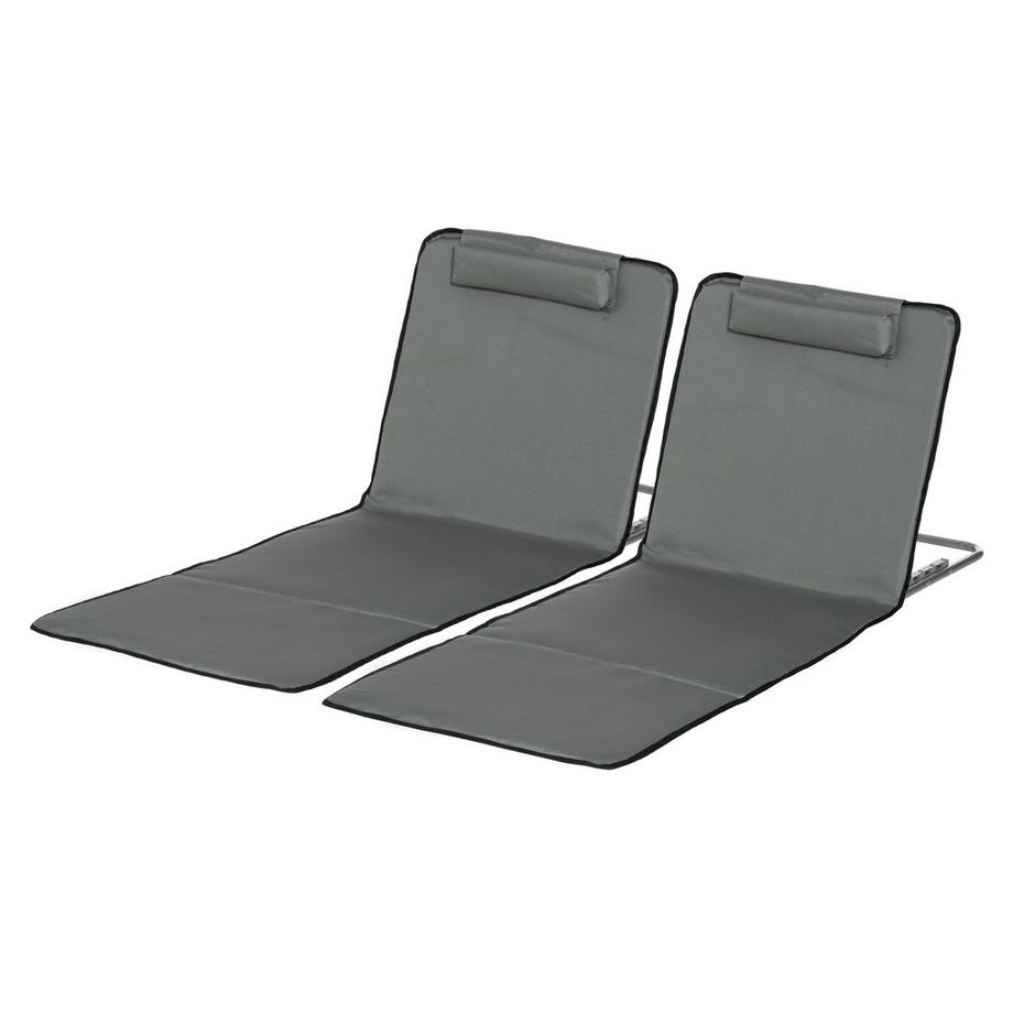 Set mit 2 klappbaren Strandmatten mit verstellbarer Rückenlehne in 5 Positionen, verstellbare Kopfstütze, Oxford-Gewebe, inklusive Transporttasche, Abmessungen 124L x 53B x 35-45H cm Aosom