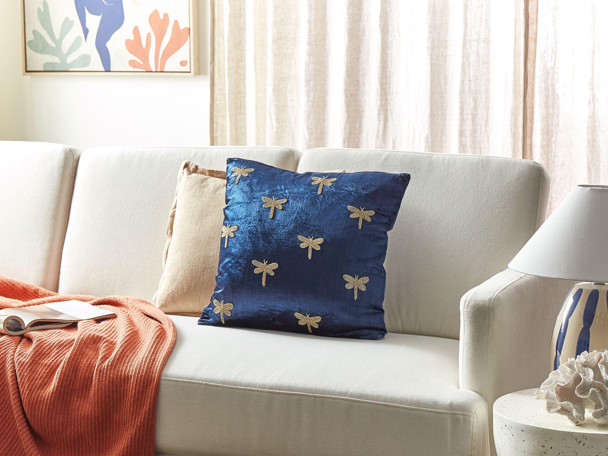 Beliani Coussin en Velours Moderne BLUESTEM  